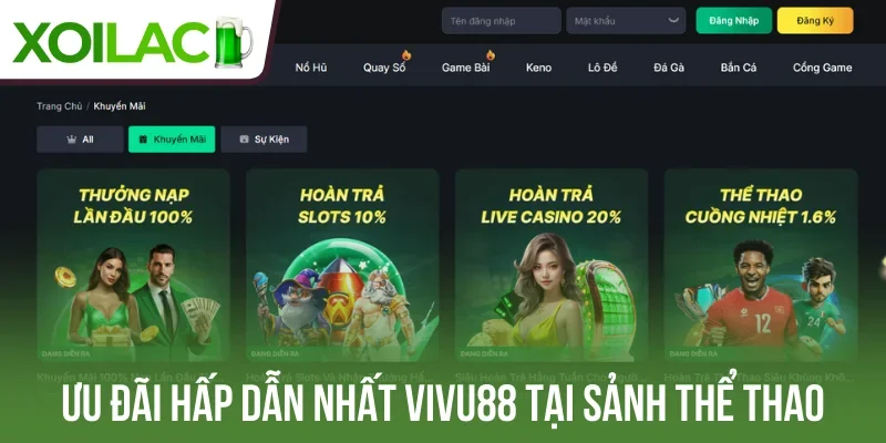 Ưu đãi hấp dẫn nhất Vivu88 tại sảnh thể thao